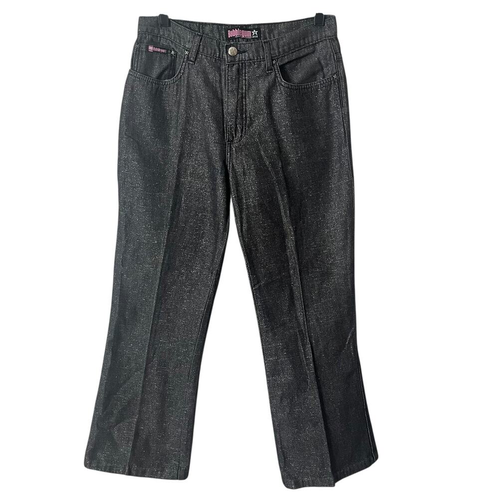 Vintage 90s Y2K Bubblegum Jeans Womens 11/12 Black Glitter Stretch